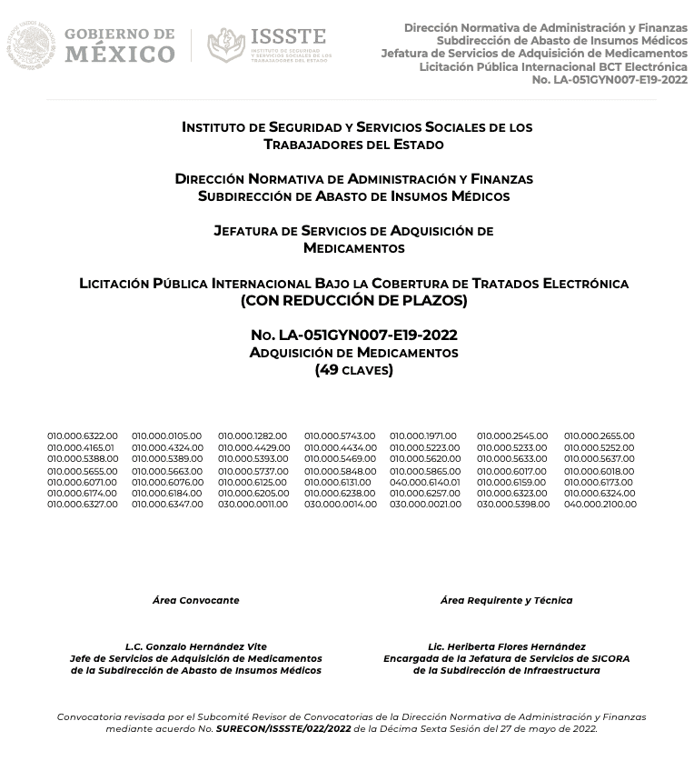 Convocatoria Licitacion de Medicamentos 3 Convocatoria Licitacion de Medicamentos 3